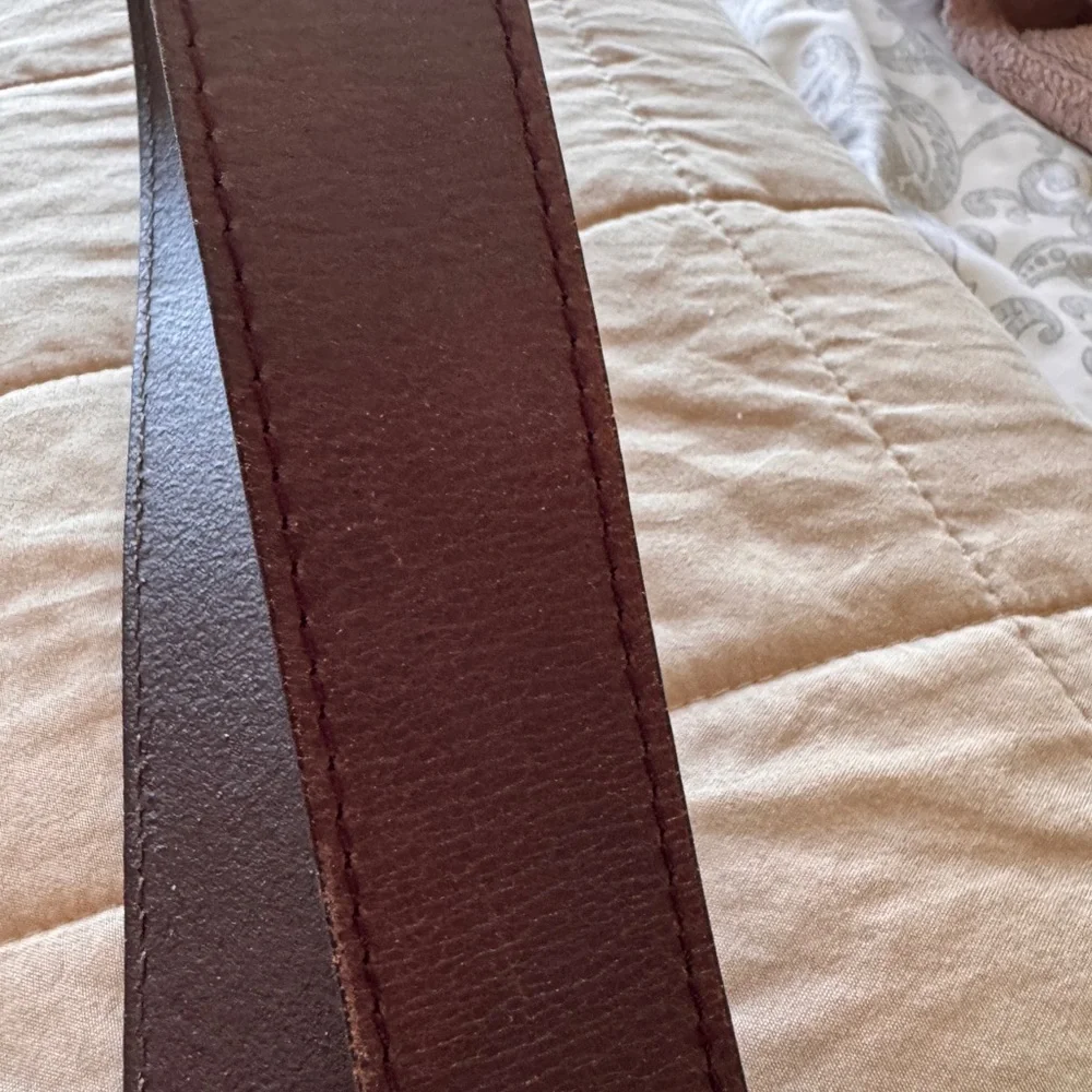 Brown Leather Belt with Gold Buckle